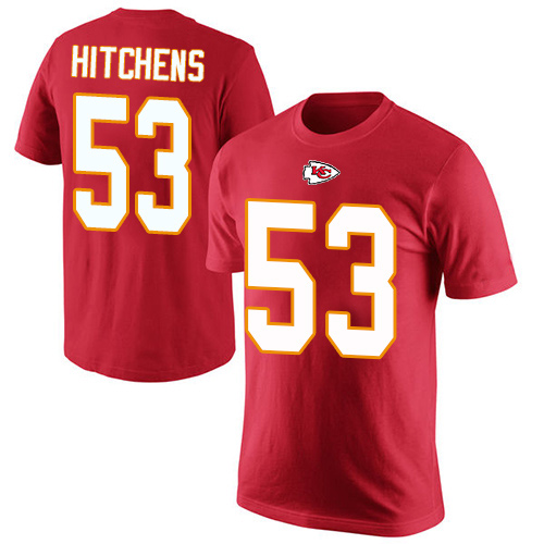 Men Kansas City Chiefs #53 Hitchens Anthony Red Rush Pride Name and Number NFL T Shirt->nfl t-shirts->Sports Accessory